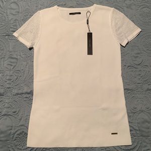 Tahari Knit Short Sleeve with Crochet Sleeves